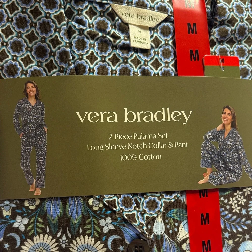 Vera Bradley 2-piece Floral Pajama Set 100% Cotton M NWT
